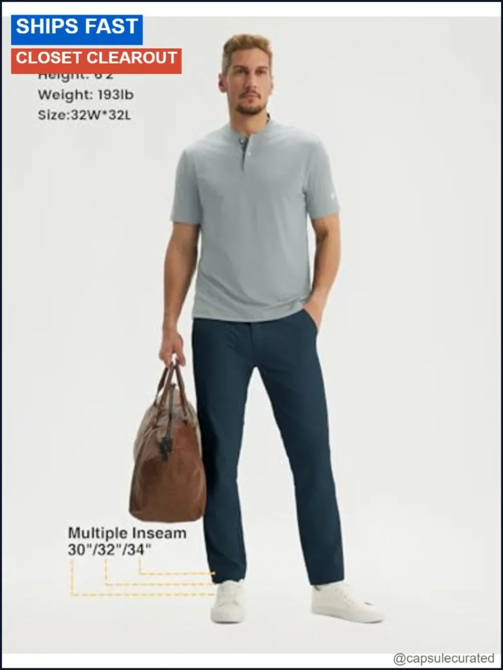 Men's Stretch Golf Pants with 5 Pockets, 30/32/34 Inseam, Quick-Dry